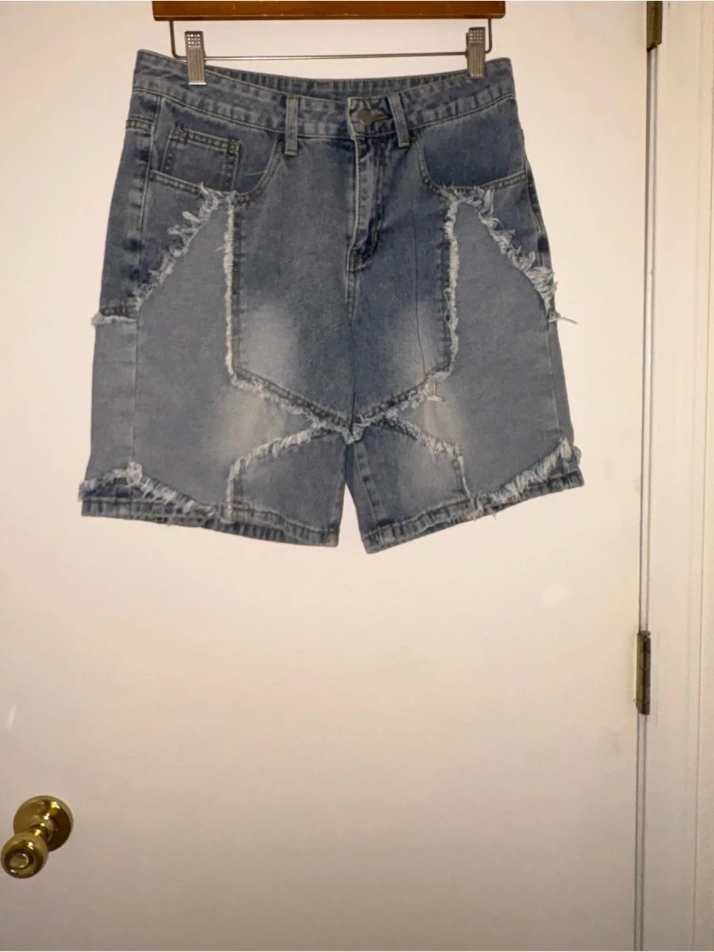 Y2K style Romwe Denim Frayed Hem with star patch Shorts